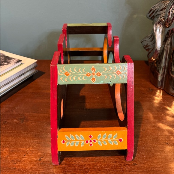 Hand painted Scandinavian wood wine bottle rack food storage kitchen home decor - Picture 3 of 6